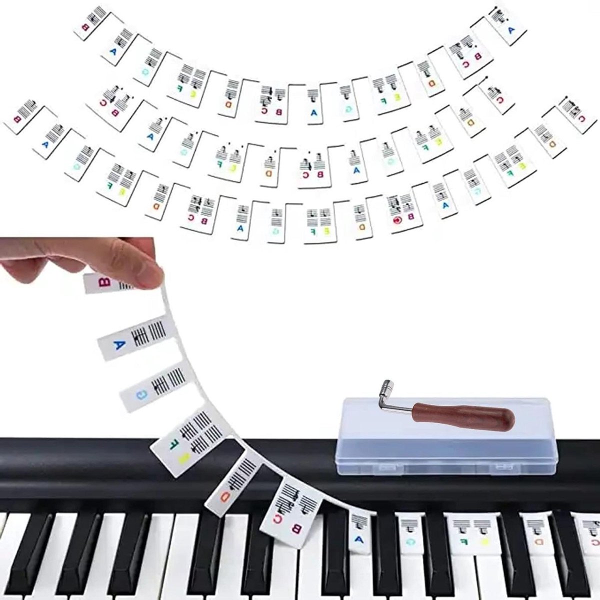 Piano Keyboard Stickers - Toetsenbord Noot Labels - Beginnen Met Spelen - Herbruikbaar Siliconenmateriaal - 61/88 Toetsen - Veelkleurig