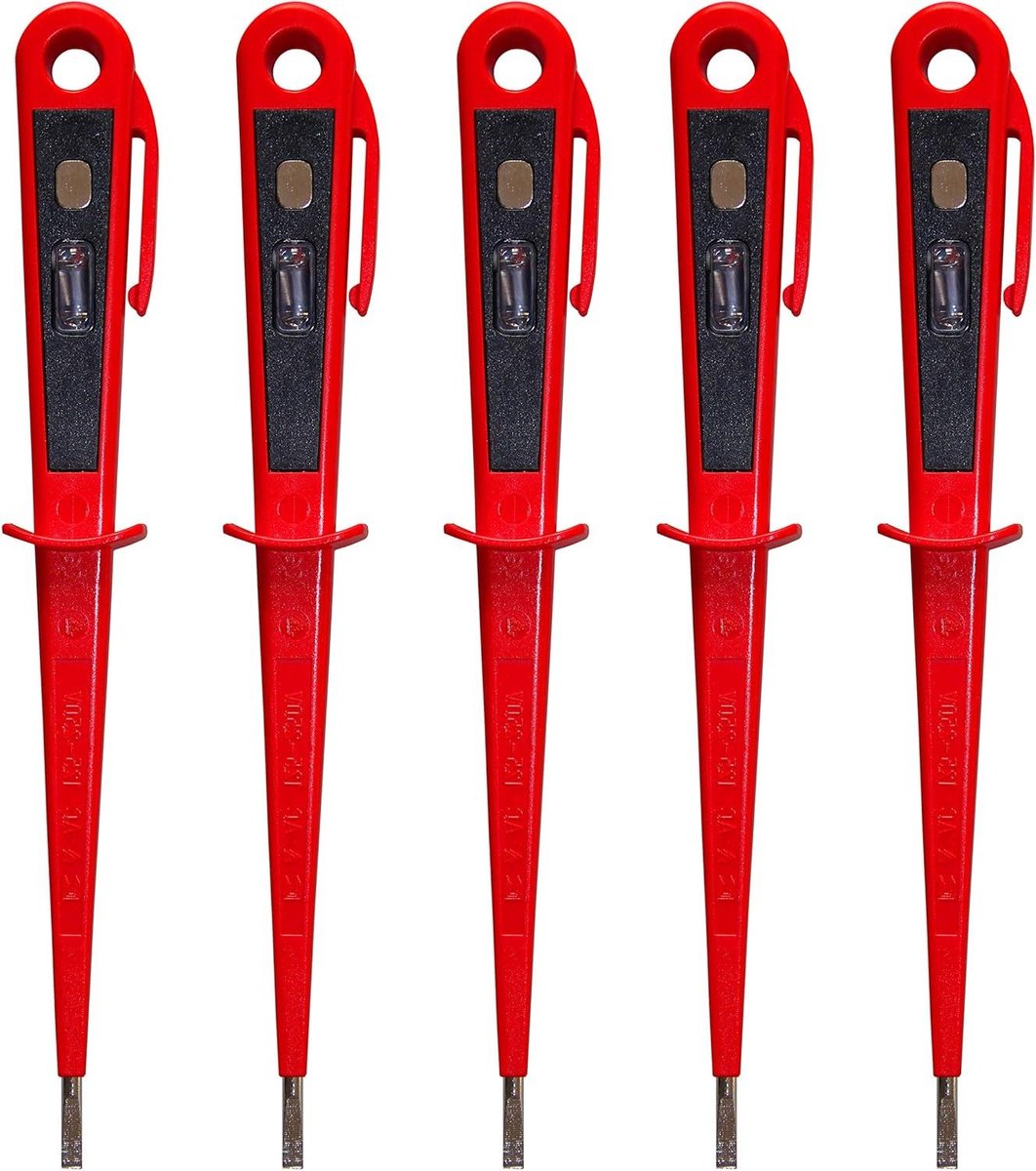 Spanningstester - Fasetester Spanningszoeker - Elektra Controleren - VDE/GS-gecertificeerd - 190 mm - Rood/Zwart
