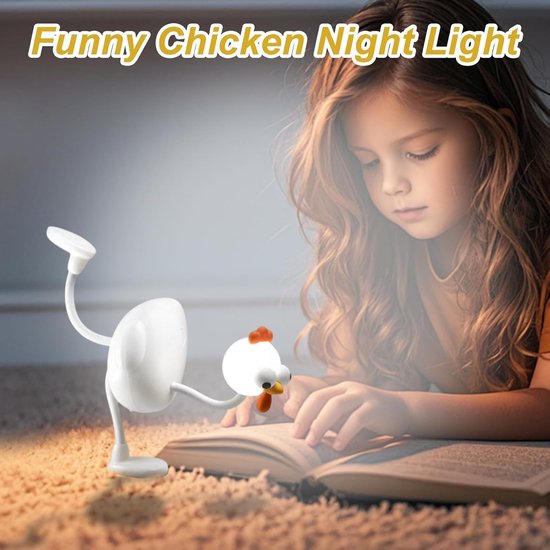 Kippenlamp Kinderkamer - Nachtlamp Kip - Sfeerverlichting Kamer - Flexibele Verstelling - 165 cm - Wit — afbeelding 4