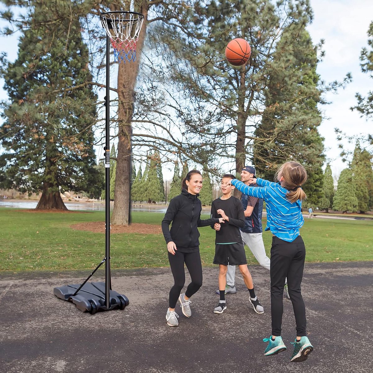 DESMIU Basketbalstandaard – Hoogte Verstelbaar 259,08-304,8 cm – IJzer En PE – Zwart – Zonder Bord Voor Binnen En Buiten – Verrijdbaar