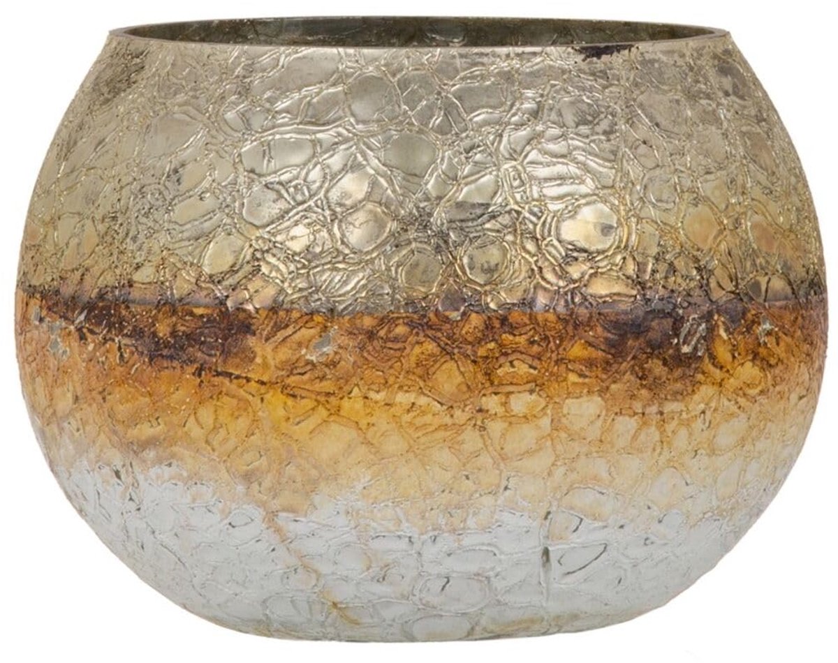 SnelShoppen - Theelichthouder Glas Grijs Wit 18x18x14 cm - Stijlvolle Decoratie voor Feesten, Tuin en Keuken - Perfect voor Kaarsen en Sfeerlicht