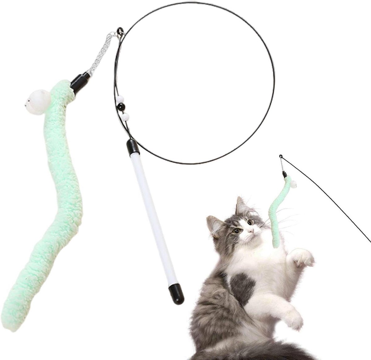 Kattenhengel - Kattenstaf Verrijkend - Interactief Spel - Helder Rinkelend Belletje - 80 cm - Felle Kleuren