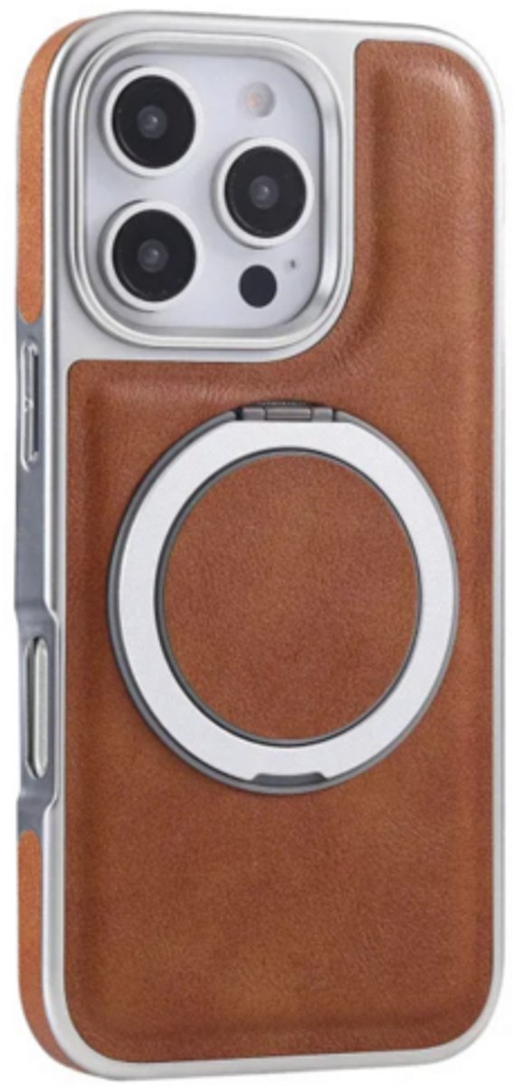 Lavann 360 Rotating Leather Case geschikt voor iPhone 17 Pro - Bruin