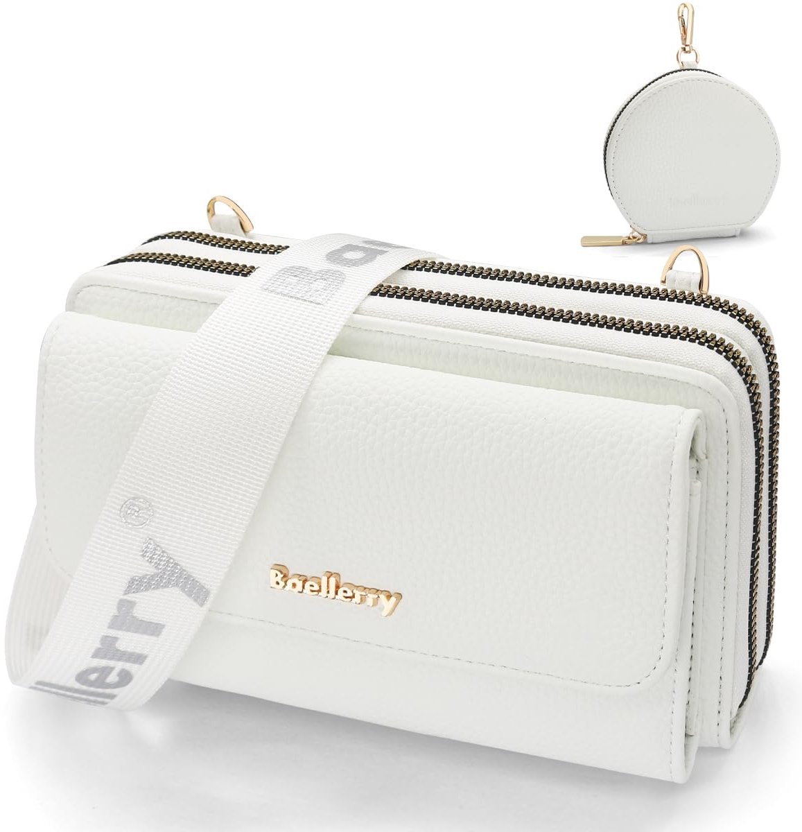 SnelShoppen - HNOOM Mobiele Telefoontas om te Hangen, Crossbody Schoudertas voor Dames, PU-leer, Verstelbare Mobiele Telefoon Tas met Portemonnee en K