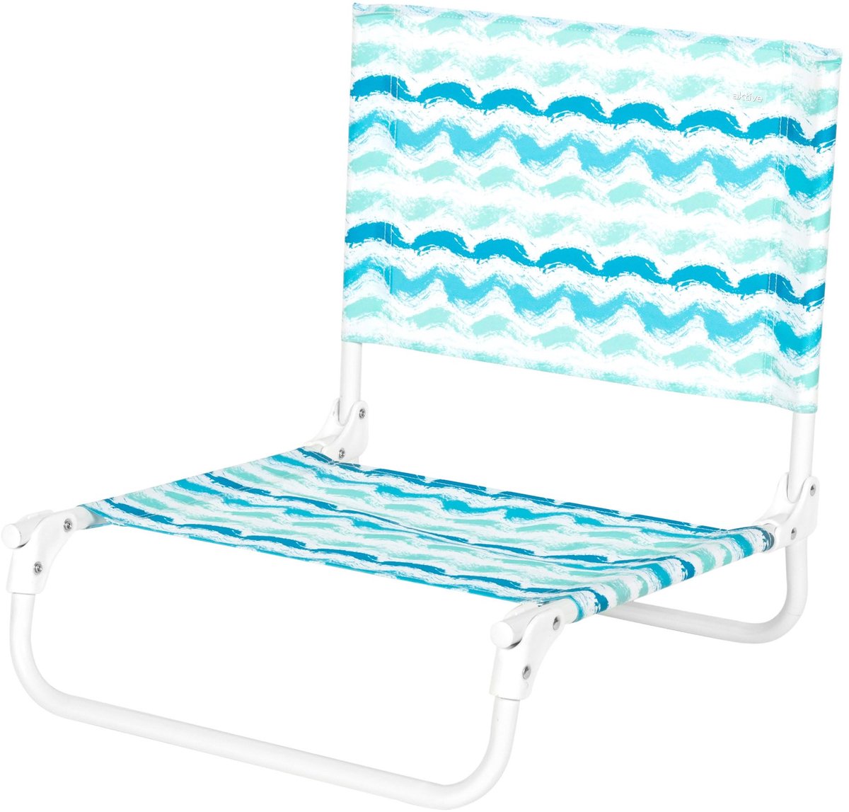 SnelShoppen - Strandstoel met Rugleuning, Lichtgewicht Stalen Frame, Polyester Zitting, Blauw Patroon, Ideaal voor Camping, Tuin, Strand, Draagt tot 1