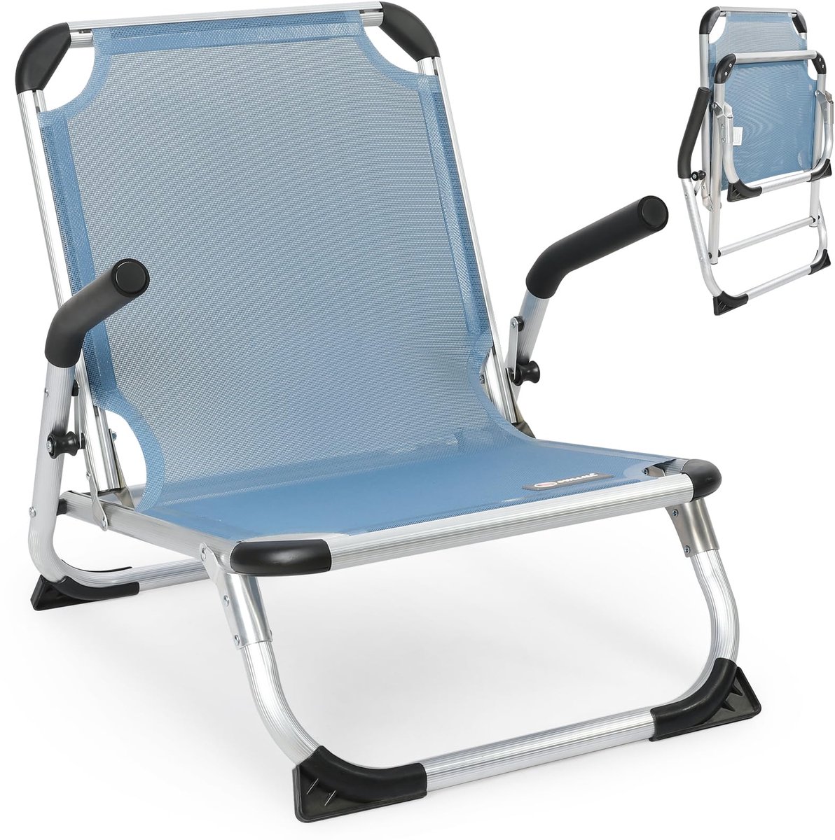 SnelShoppen - Opvouwbare Strandstoel Aluminium Blauw - Lichtgewicht Campingstoel voor Strand, Tuin, Feest en Outdoor Activiteiten - Comfortabele Stoel