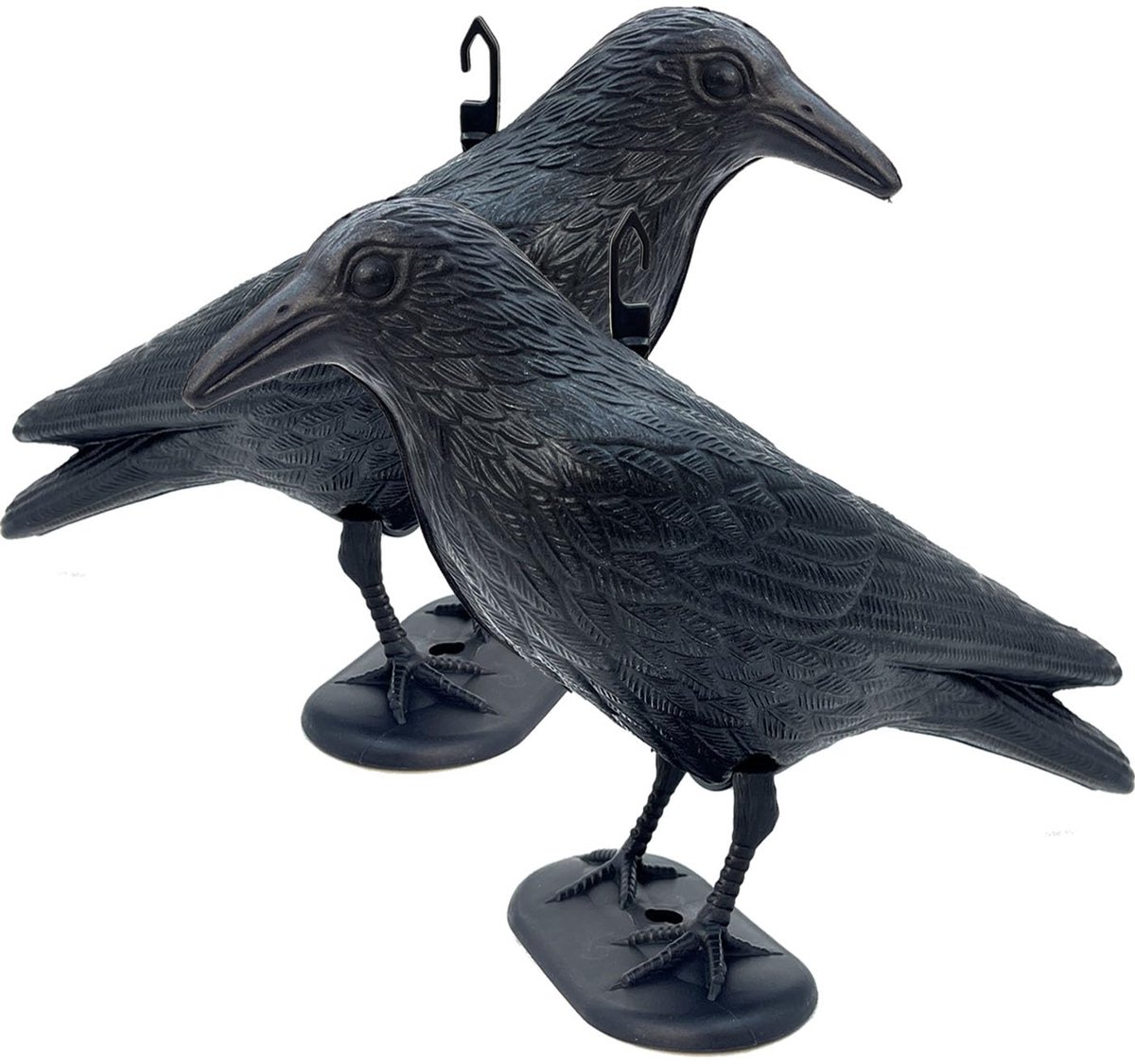 Thijox - Duivenafweer Balkon 2-delig Set – Zwarte Raaf Attrappe als Vogelverschrikker, Duivenverschrikker voor Balkon en Tuin, Realistische Kraaien va