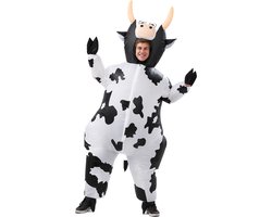KIMU® Opblaas Kostuum Koe - Opblaasbaar Pak - Koeienpak Mascotte Opblaaspak - Opblaasbare Rund Stier Volwassenen Dames Heren Halloween