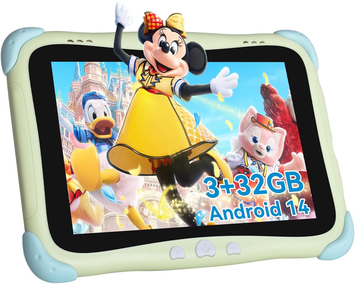 SnelShoppen - Kindertablet 8 Inch voor Kinderen, 4-Core Processor, 32GB ROM, Android 14, Leer- en Speel Tablet voor Kinderen, Veilig en Duurzaam, Perf