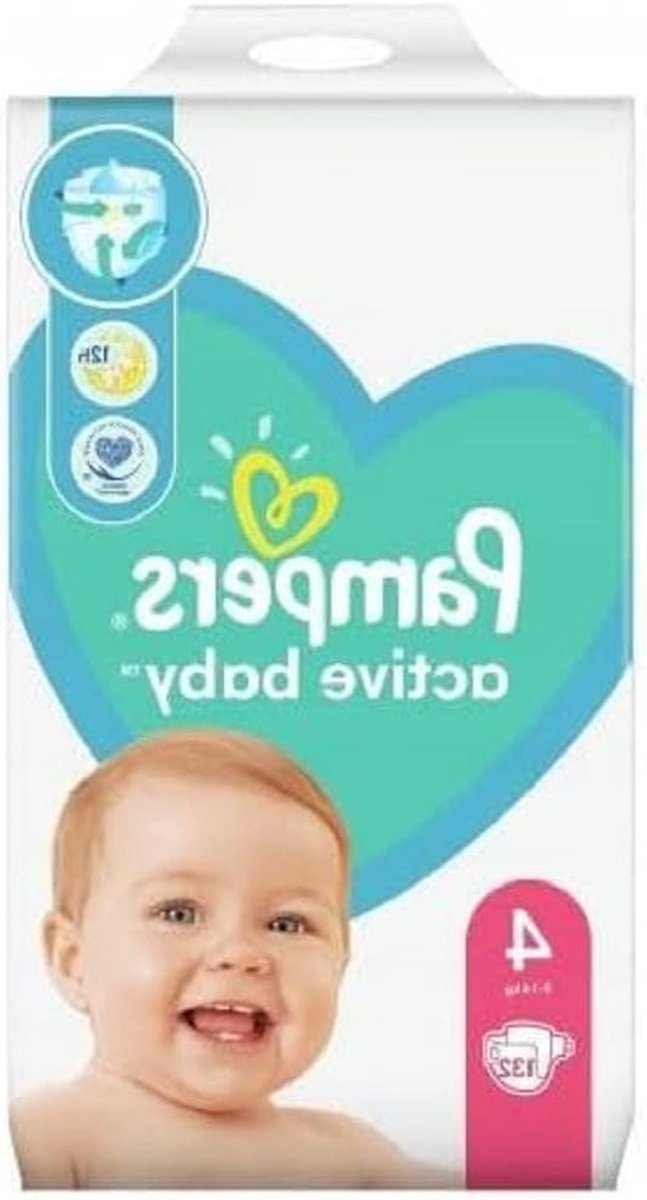 Babyluiers Maat 4 - Wegwerpluiers Actief - Bescherming tegen Lekken - Sneldrogende Voering - 132 stuks - Wit