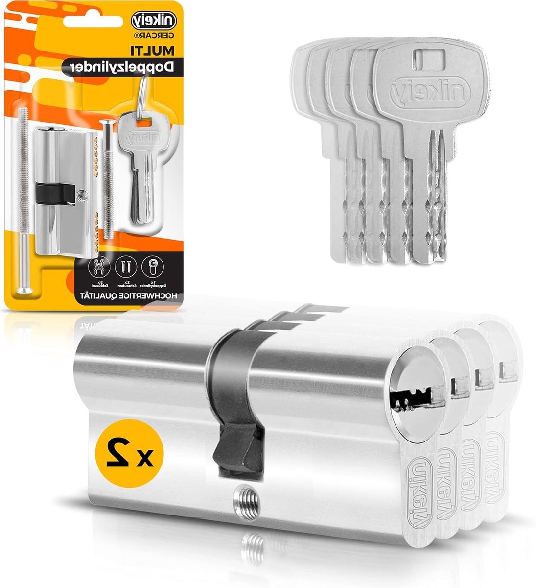 Dubbele Cilinder Slot - Profielcilinder Deurslot - Deuren Beveiligen - Gelijksluitend 10 Sleutels - 80 mm - Zilver