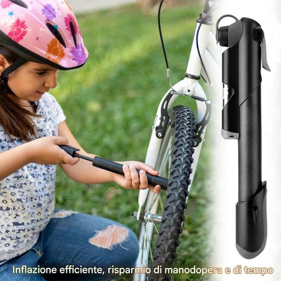 Compacte Fietspomp - Draagbare Pomp - Banden Oppompen - Geïntegreerde Drukmeter - 18 cm - Zilver — afbeelding 2