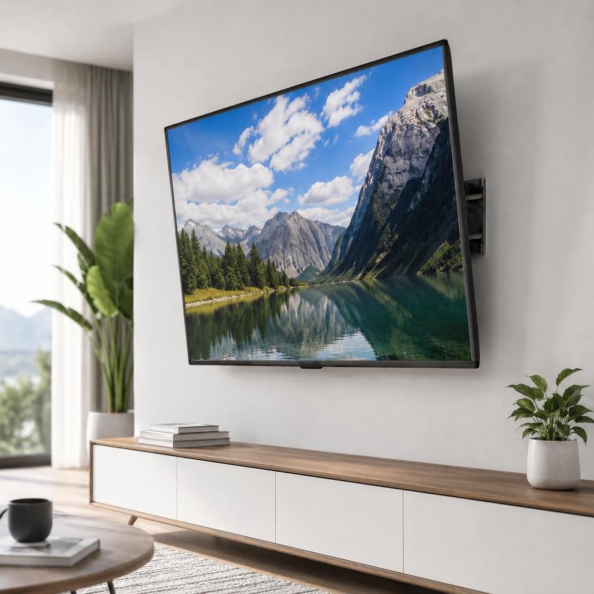 TV muurbeugel - Monitorhouder TV-steun - Ruimte Besparen - Kantelbaar Systeem - 23-55 inch - Zwart