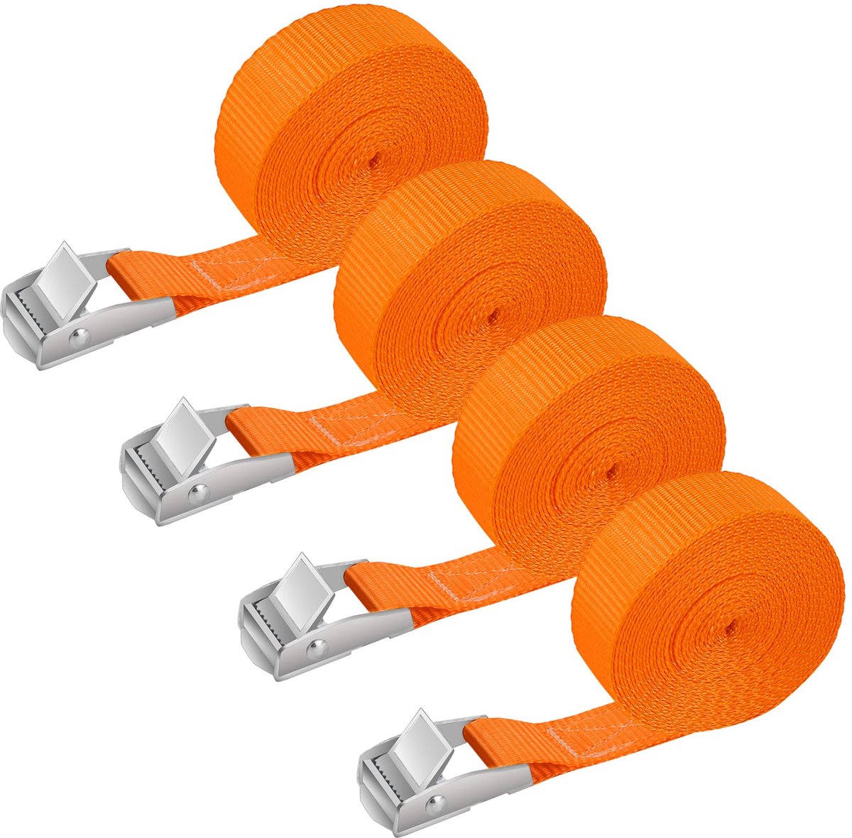 Dailygoods - Spanbanden Set van 4, 2m Verstelbare Sjorbanden met Klemsluiting voor Transport