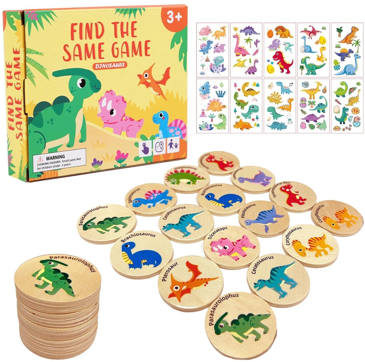 Dino Memory Spel voor Peuters, 24 Stukken, Houten Geheugen Spel, Educatief Speelgoed voor 3+ Jaar, Creatieve Activiteiten met Dinosaurussen