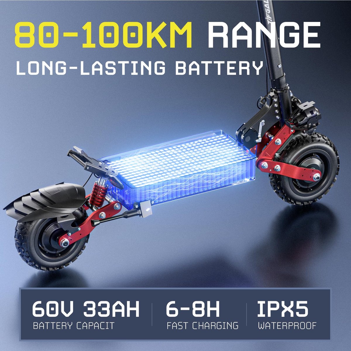 SnelShoppen - CL8 Elektrische Step met Twee Motoren, 60V 33Ah Batterij, Opvouwbaar, 11 inch Terrreinbanden, Schokdempers en Mechanische Schijfremmen