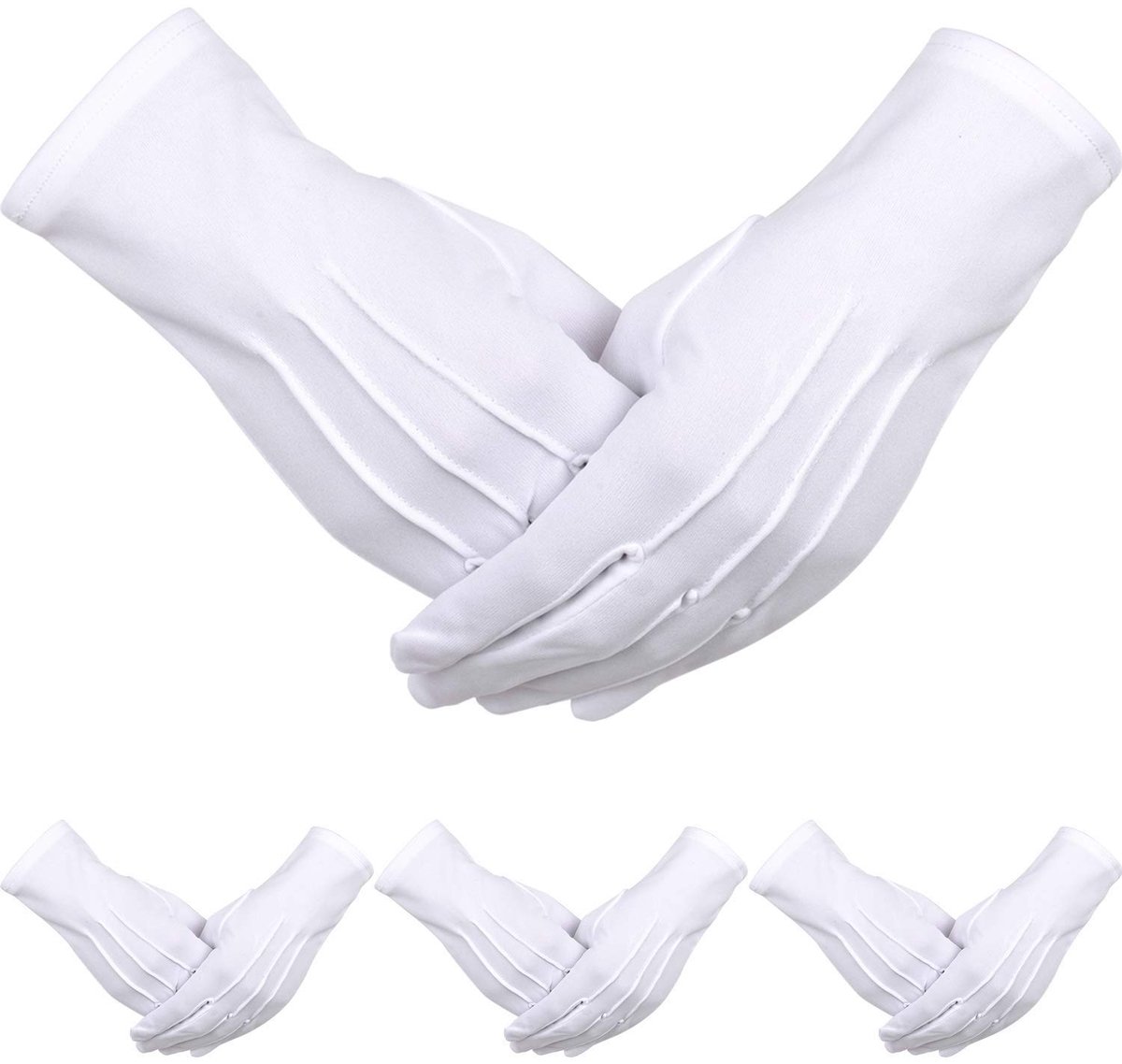 Dailygoods - 4 Paar Volwassen Spandex Handschoenen - Formele Smoking en Parade Kostuum