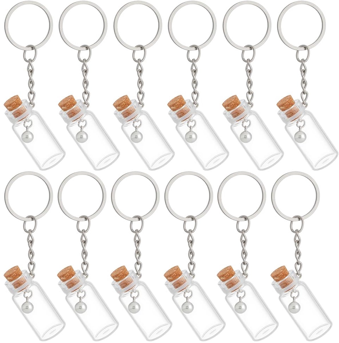 Dailygoods - 16 Stuks Sleutelhangers van Glazen Fles voor Decoratie