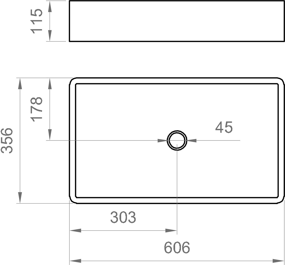 SnelShoppen - Rechthoekige keramische wastafel voor badkamer mat wit 606 x 356 mm zonder overloop, moderne lavabo, trendy sanitair, ideaal voor kleine
