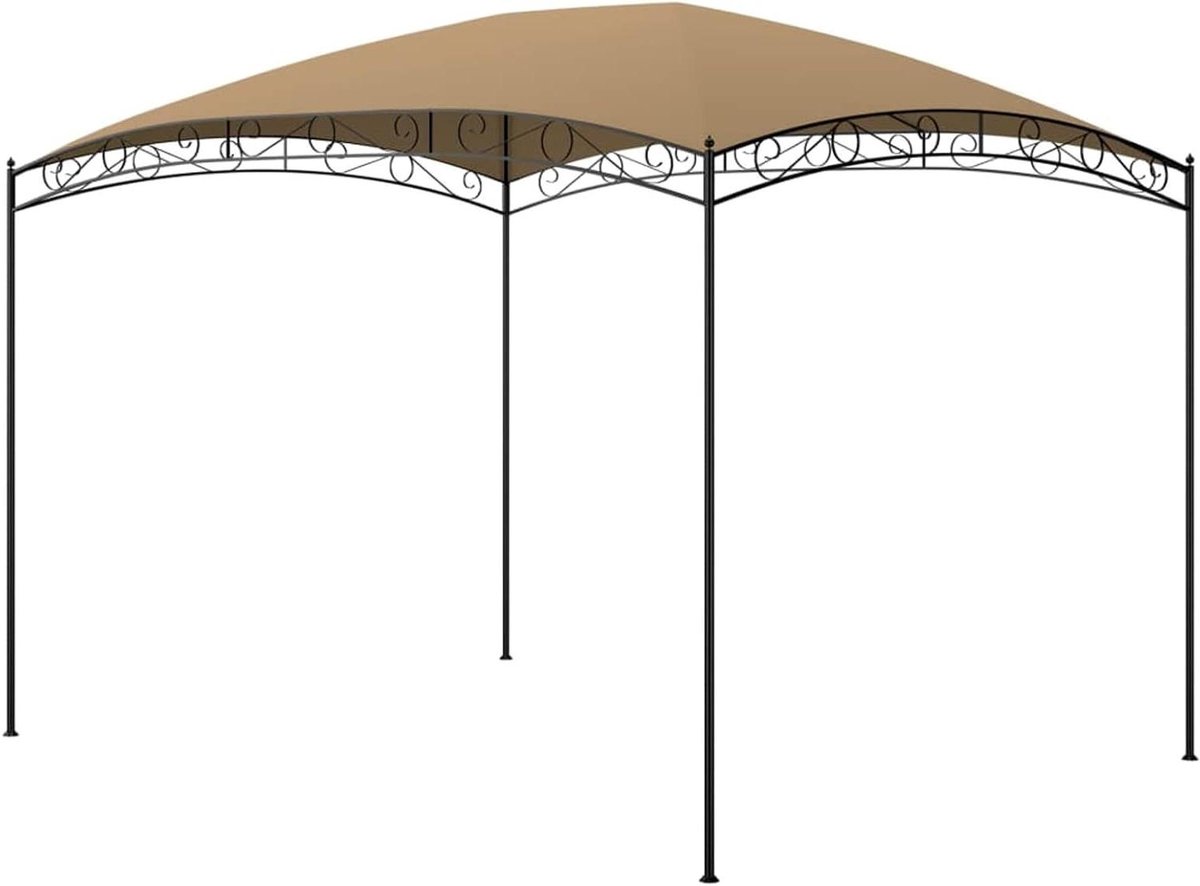 Paviljoen Buiten - Pergola Terras - Feesten Organiseren - PA-gecoat Dak - 3 x 4 x 265 m - Taupe