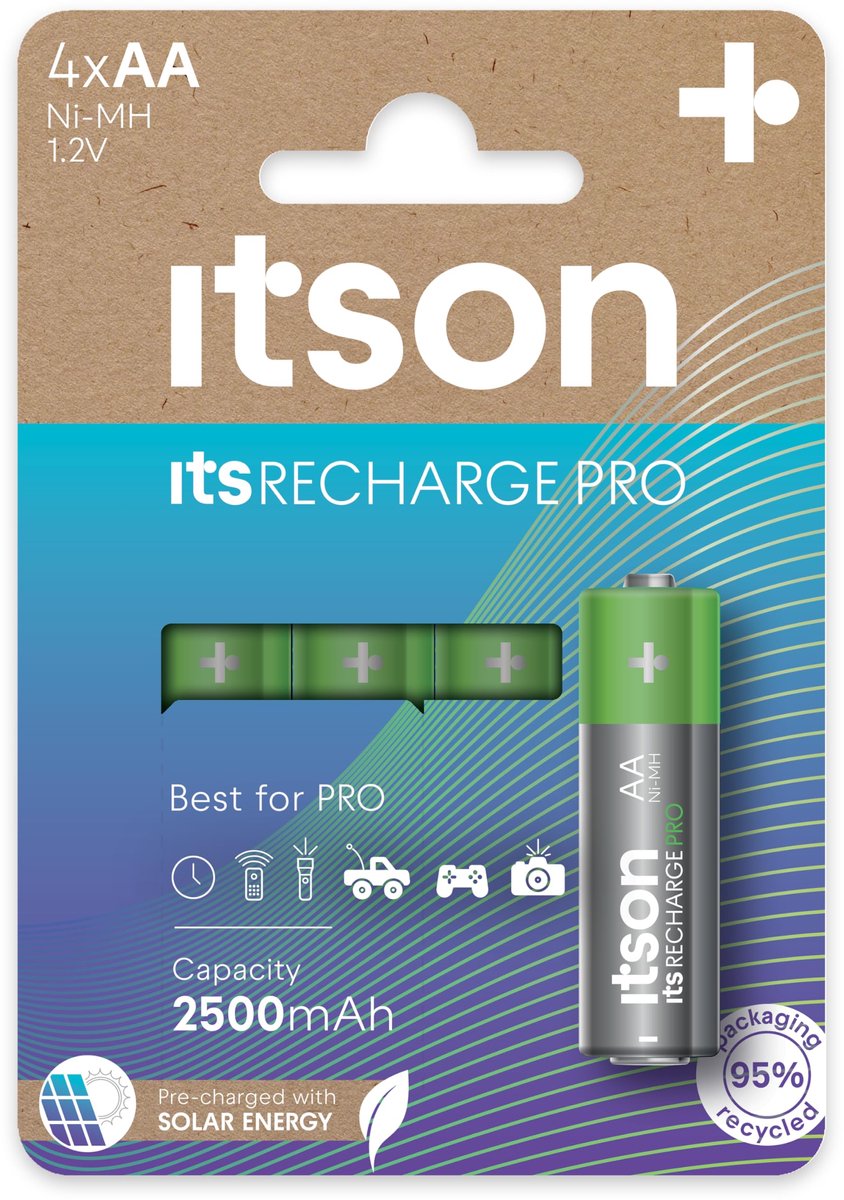 SnelShoppen - AA Pro Oplaadbare NiMH Batterijen 2500 mAh - Verpakking van 4 - Ideaal voor Camera's, Gamecontrollers, Kinderspeelgoed, HHR6-2500IT/4CP