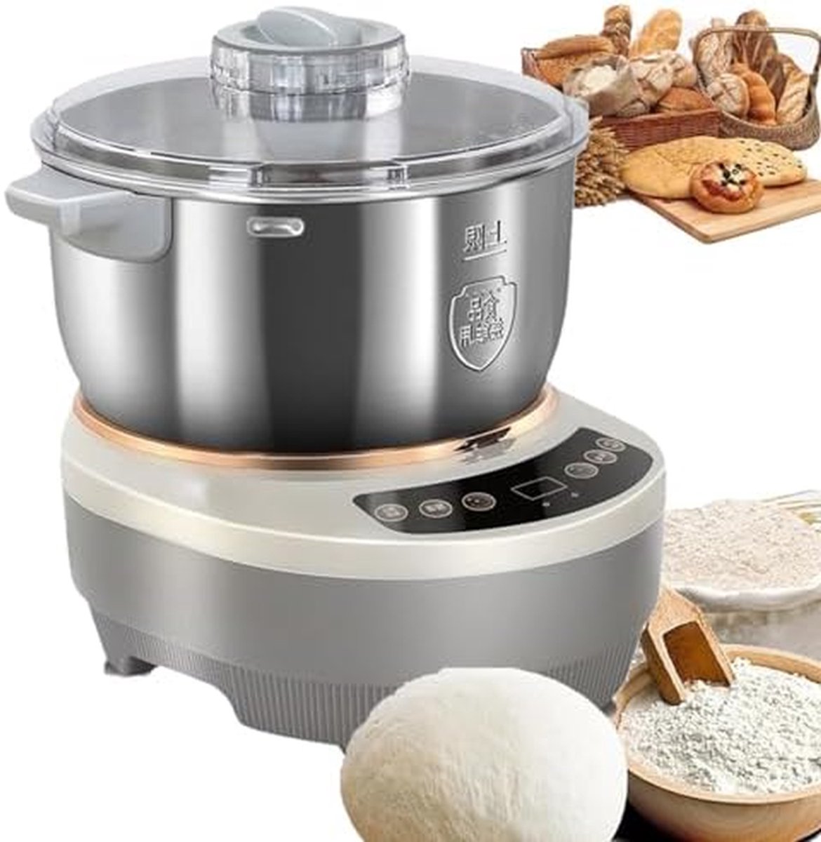 Elektrische Deegmixer - Kneedmachine RVS - Brood Bakken - Met Fermentatie - 5L/7L - Zilver