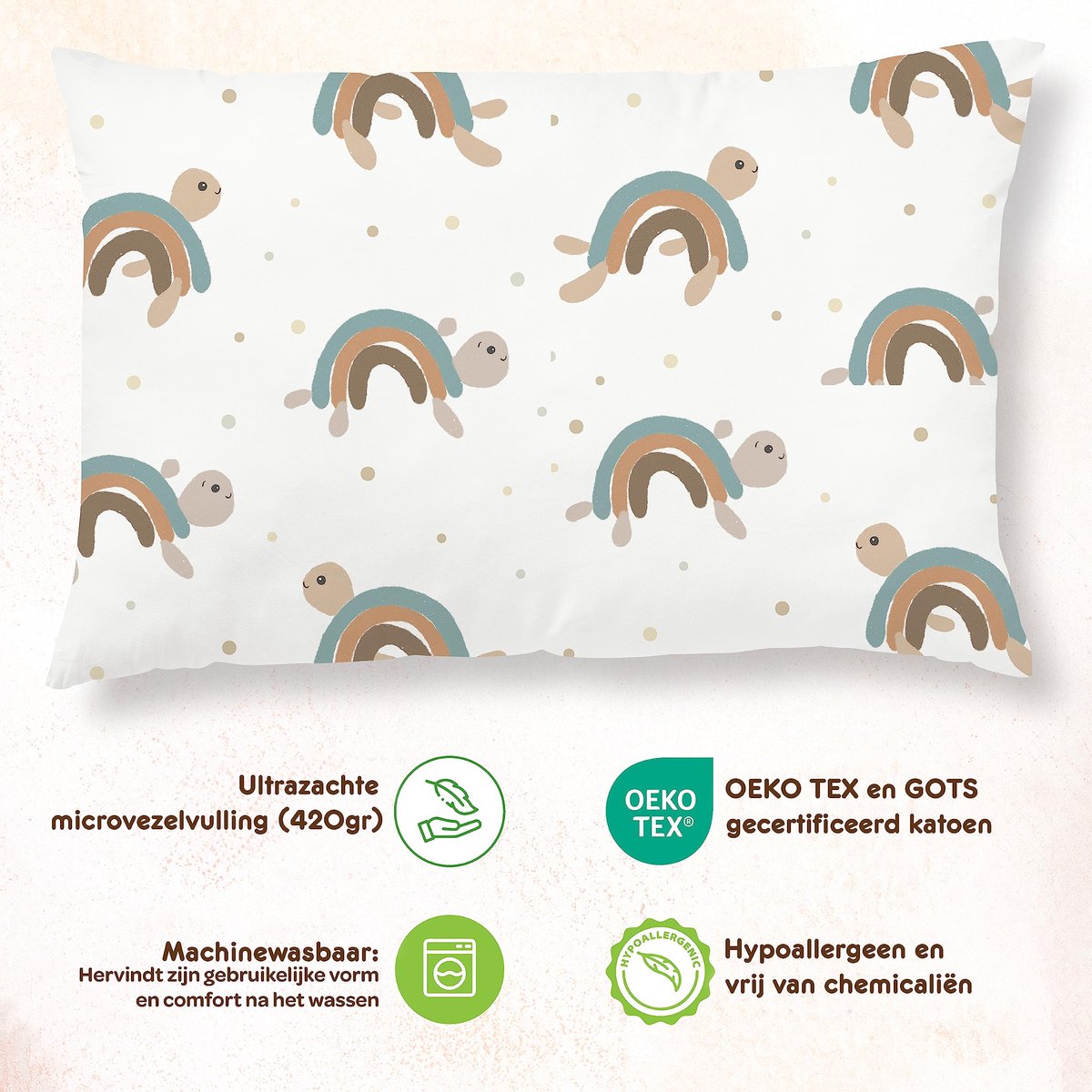 SnelShoppen - Baby Kussen 40x60 Cm - Hoofdkussen Met Kussensloop Van Katoen Oeko-tex - Kinderkussen Voor Middagsdutjes, Kinderdagverblijf, Zacht En Ad