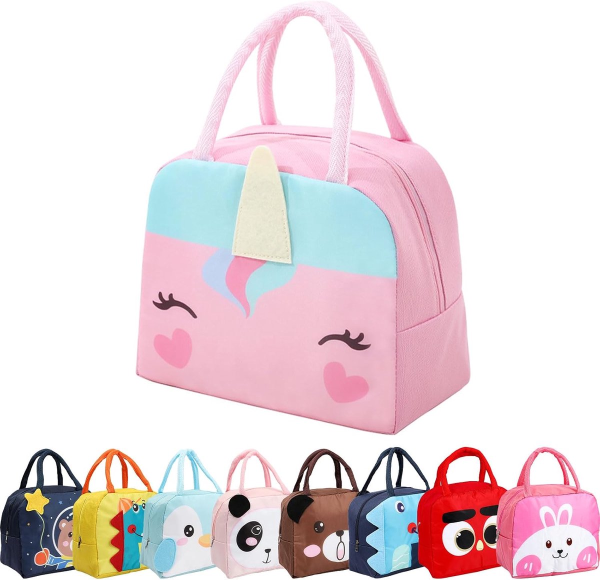 Lunchtas voor Kinderen - Geïsoleerde Lunchbox met Pony Design - Waterdichte Koeltas voor School en Picknick - Duurzaam Oxford Textiel - Donkerroze
