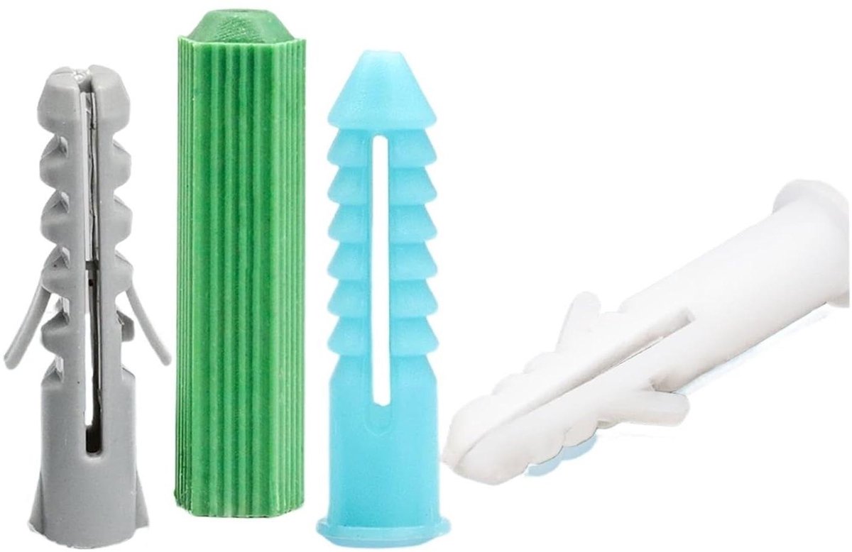 Kunststof expansiepluggen - Muurankers pluggen - Veilige bevestiging maken - Uitstekende ribben verankering - M6x30 100 stuks - Wit