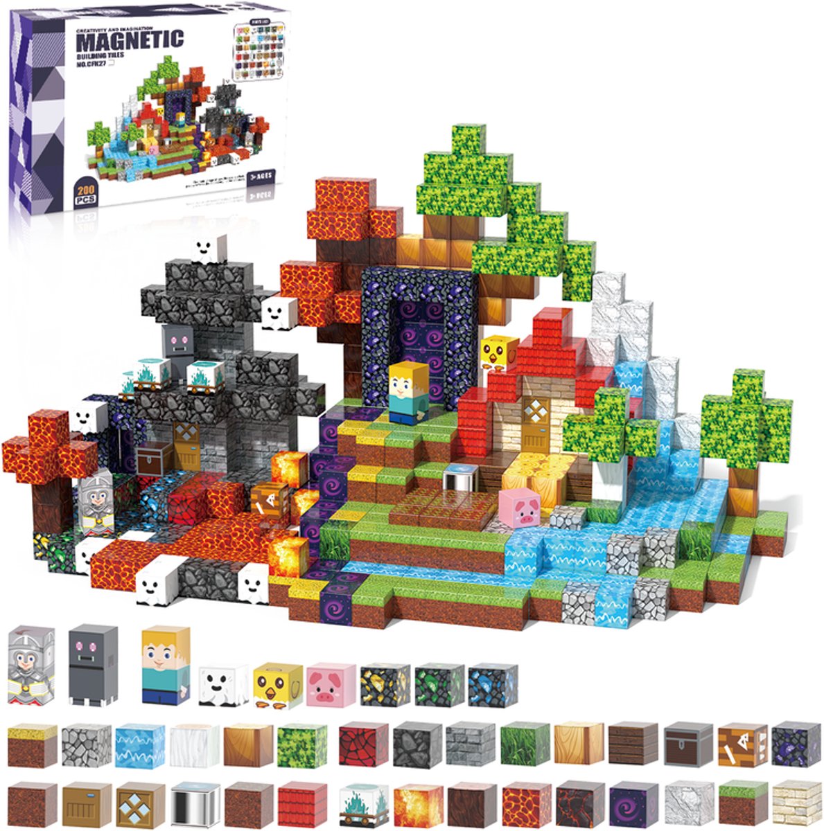 Magnetic Tiles 200 stuks - Speelgoed - Magnetische Tegels - Educatief & Constructie - Montessori - Bouwblokken - Magna Wereld - Constructiespeelgoed - Jongens en meisjes - Voor 3-12 Jaar