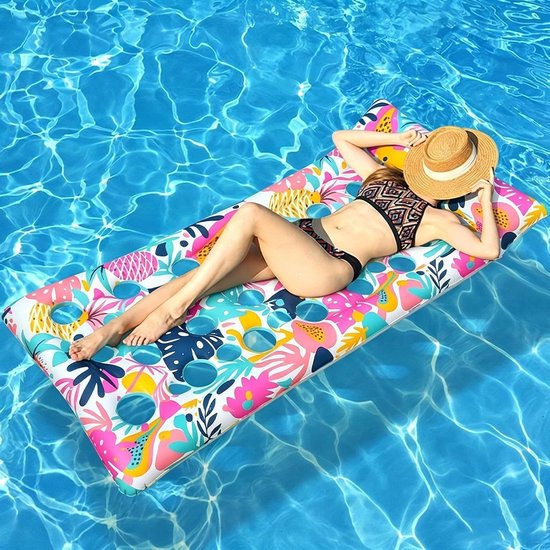 Zwembad Ligstoel Float - Strandbed Vlotter - Ontspannen op Water - Ergonomisch Ontwerp - 168x90cm - Tropisch Bladprint — afbeelding 2
