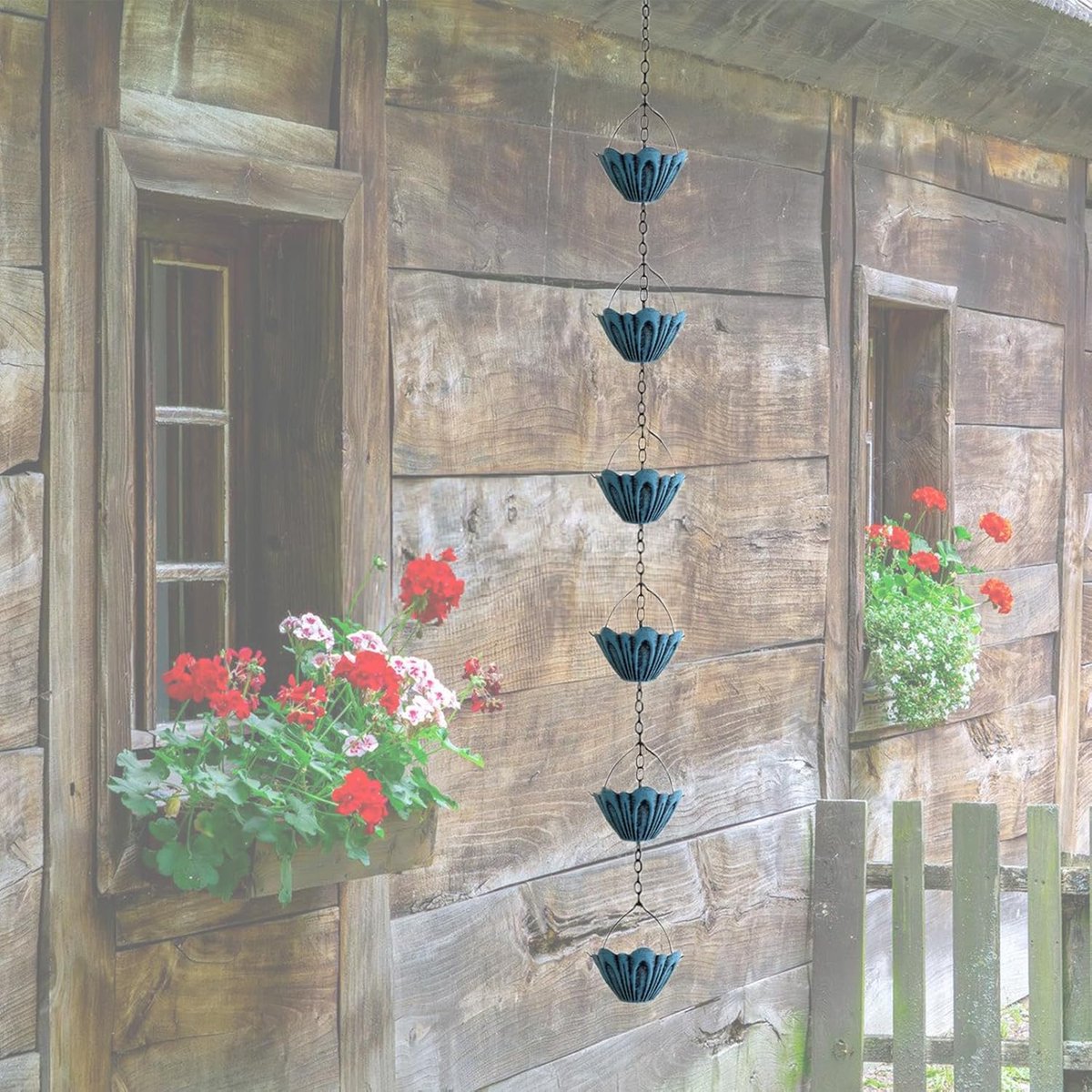 Regenketting Metalen Bekers - Waterafvoer Ketting - Tuin Decoratie - Sproei Loos - 230 cm - Rood Bruin