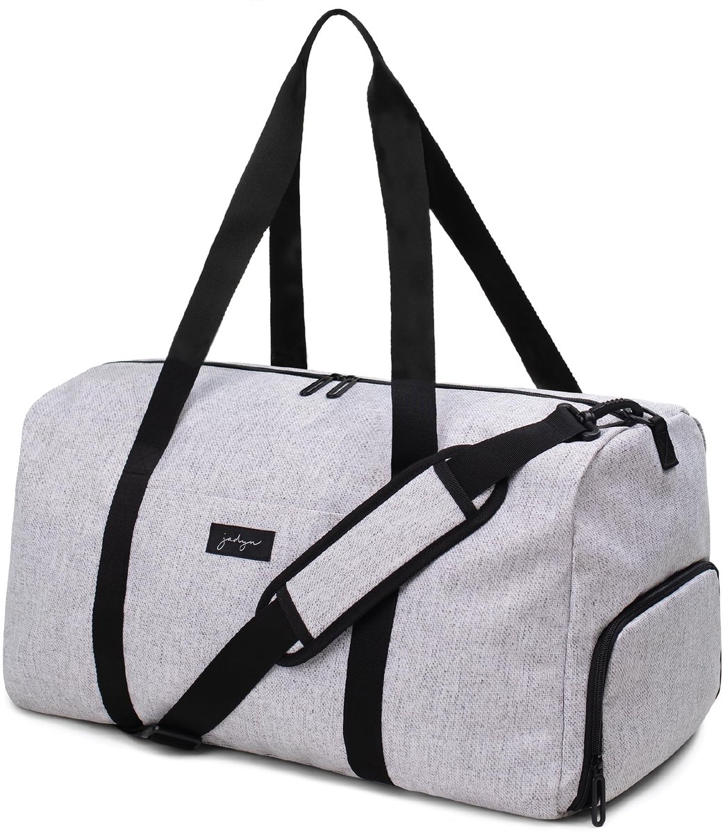 SnelShoppen - Grote 56 cm Duffel/Weekendtas voor Dames met Schoenenvak, Reis- en Sporttas, Hei Grijs, Ideaal voor Weekendje Weg, Sport, Reizen en Meer