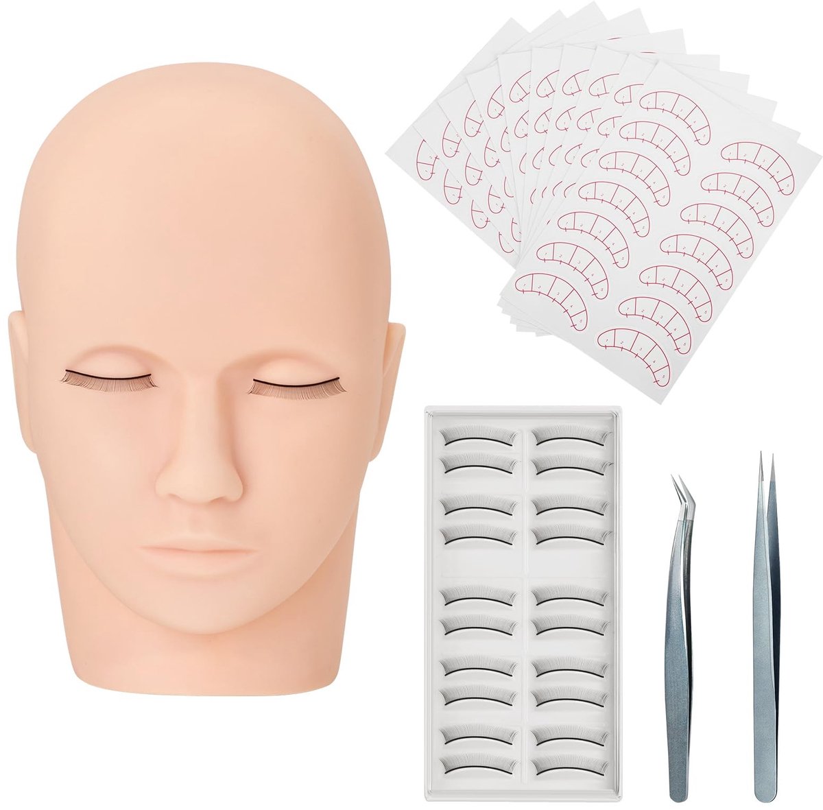 Dailygoods - Professionele Wimper Extension Set met Mannequin Hoofd en 10 Pairs Wimpers