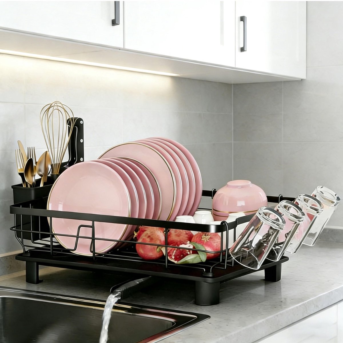 Dailygoods - Afwasrek met Drainer Mat en Cup Houder - Perfecte Keuken Organizer
