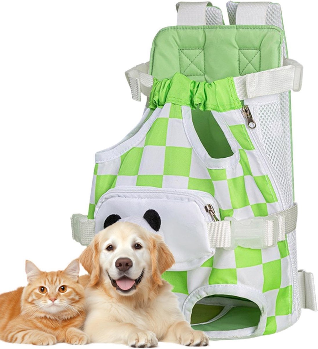 Hondenrugzak - Draagzak Hond - Dieren Vervoeren - Ademend Mesh - 31H cm - Wit Groen