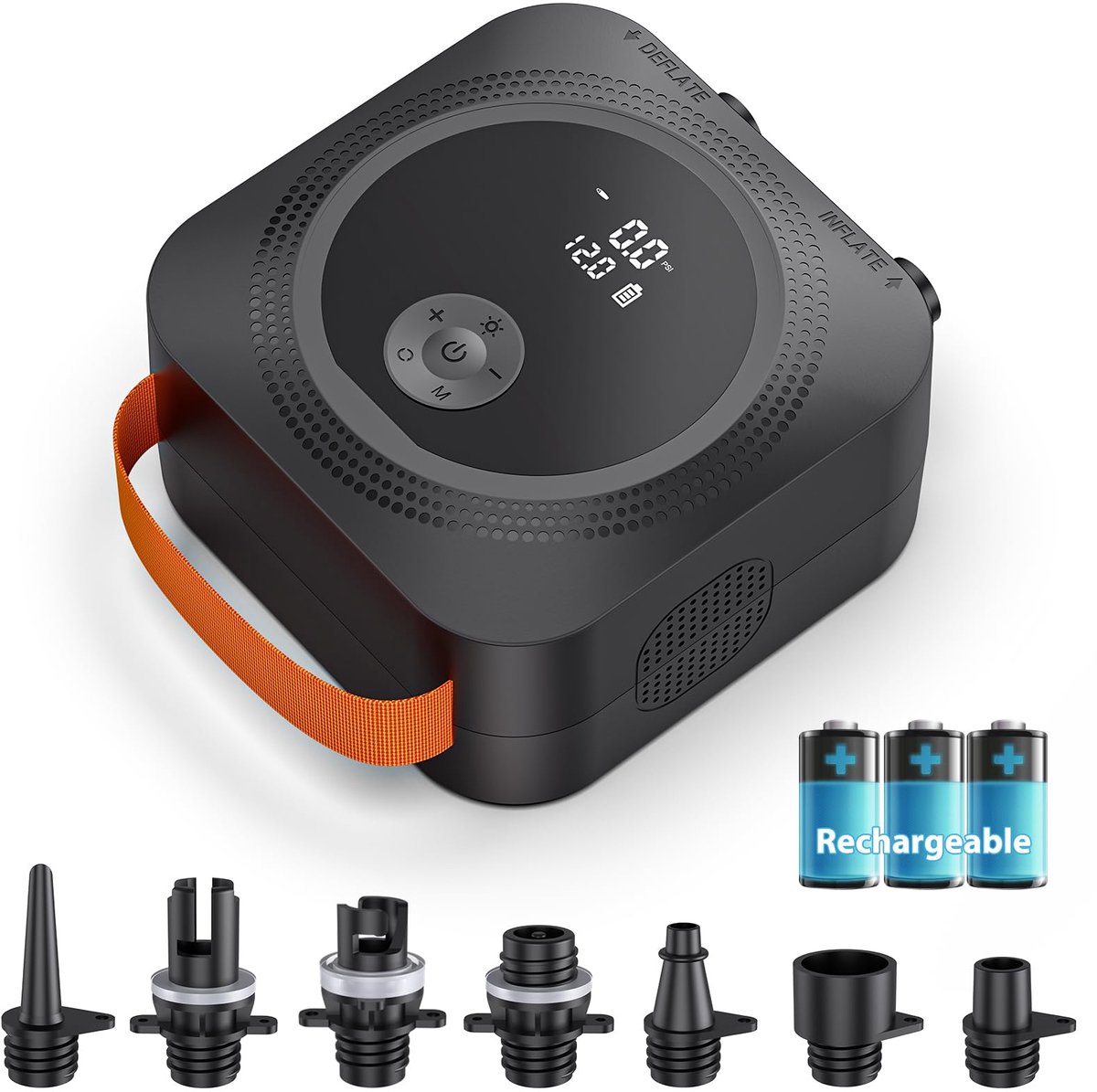 SnelShoppen - Elektrische SUP-pomp 22 psi, hoge druk, oplaadbaar, intelligente luchtpomp voor opblaasbare paddleboards, boten, kajakken, kitesurfen, t