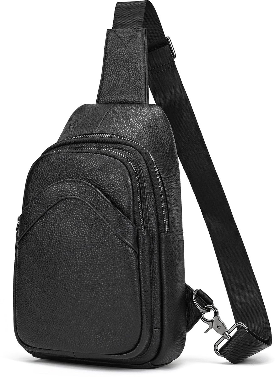 Dailygoods - Leren Schoudertas voor Mannen - Retro Business Crossbody Bag Zwart