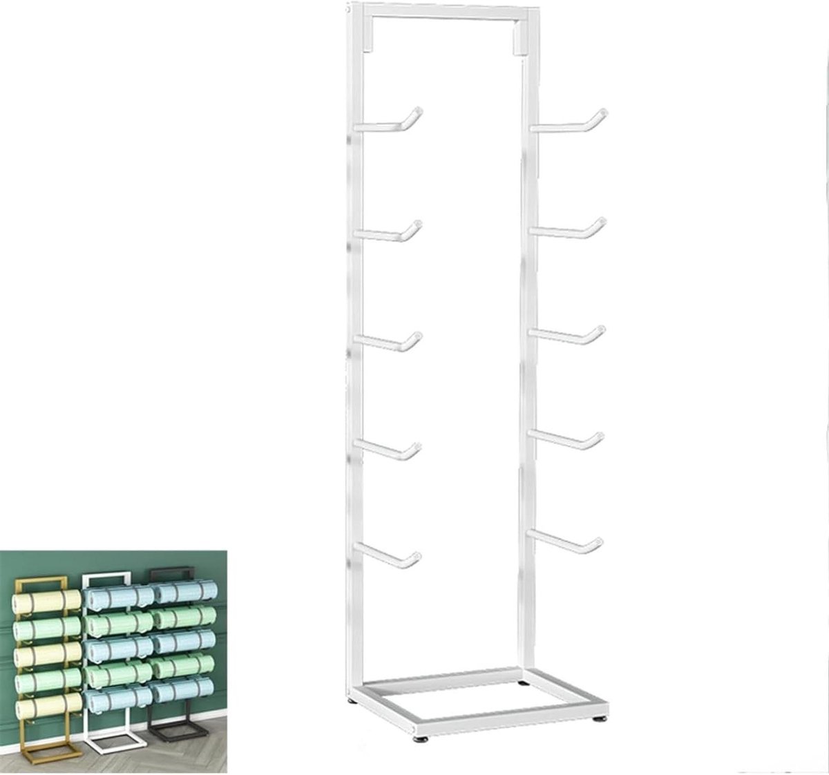 Opbergrek Sportmatten - Fitness Organizer - Sportspullen Opbergen - Stevige Metalen Constructie - 5 Niveaus - Zwart