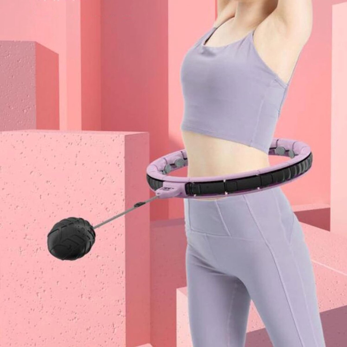 Slimring met Bal - Hula Hoop Fitness - Buikspieren Trainen - Niet Vallend Ontwerp - Verstelbaar - Paars