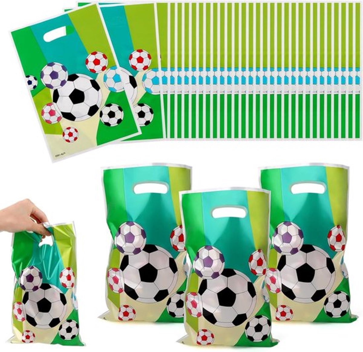 Voetbalcadeauzakjes voor verjaardag kinderen - Set van 30 - Snoep ballen als cadeau - Kinderfeestzakjes met voetmotieven