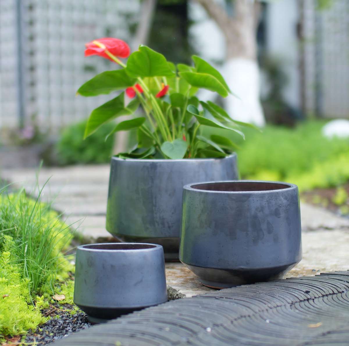 Bloempot Handgemaakt – Mat Zwart – Ø 22 cm – Keramiek – Voor Binnen En Buiten – Vorstbestendig Met Afwateringsgat – Voor Kleine Planten