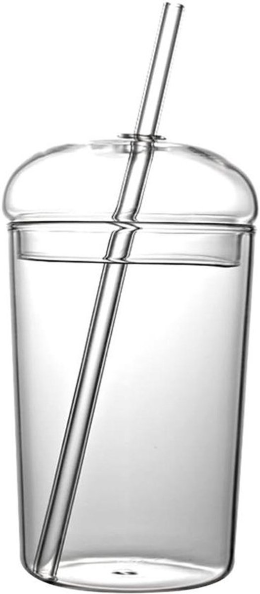 Glazen Boba Cup met deksel en stro - herbruikbare waterfles voor ijskoffie, sap en bubbelthee