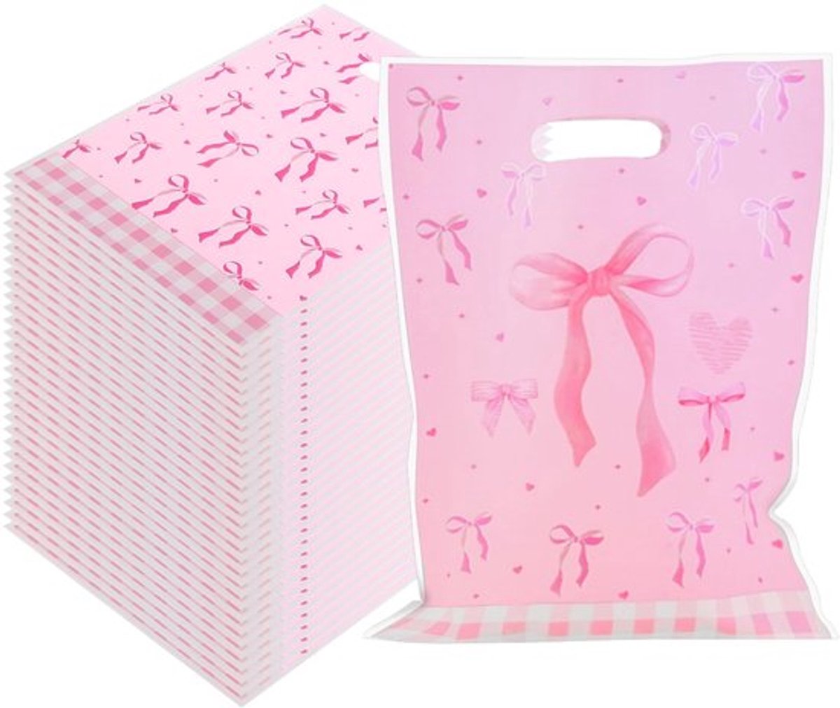 Giftzakken 50 Stuks - Roze Boog - Feestzakken - Uitdeelzakjes - Party Favor Bags - Voor Feestbenodigdheden - Feestzakjes
