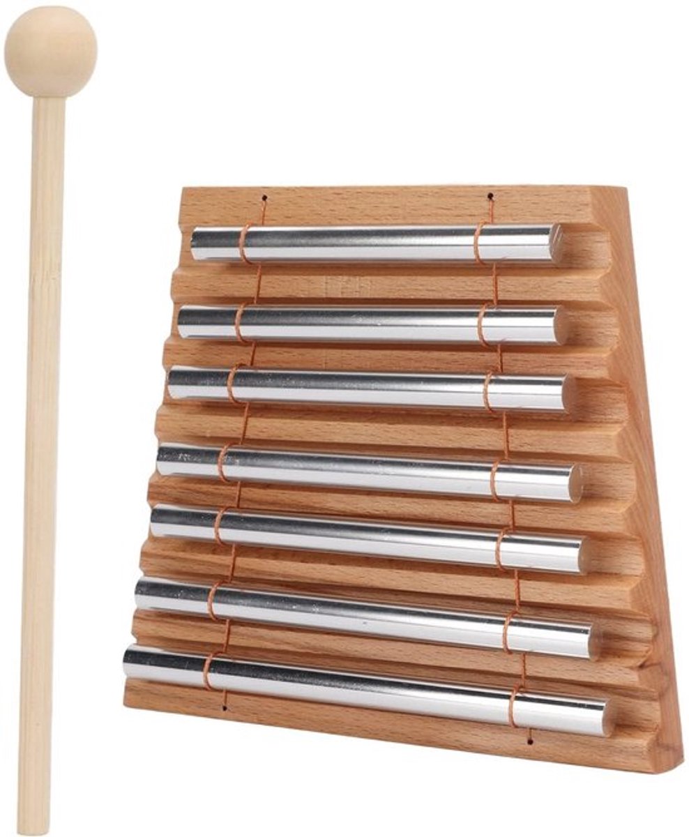 Handchimes 7 Tonen - Duurzaam Muziekinstrument - Houten Basis - Ideaal voor Klasbeheer - Geschikt voor Kinderen - Versterkt Gehoor