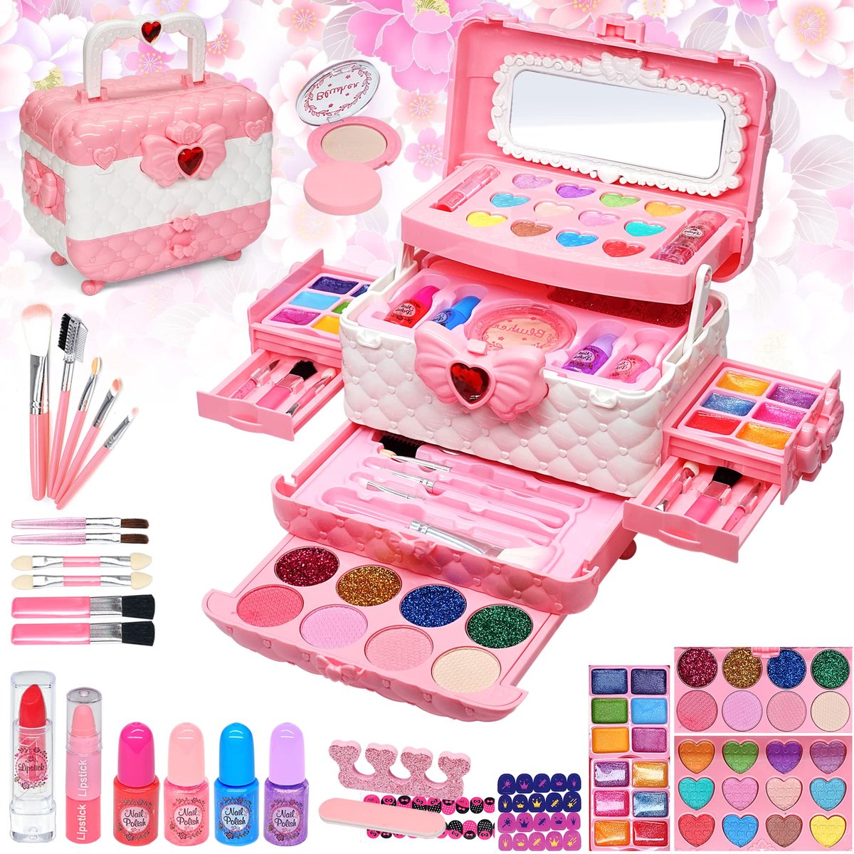 SnelShoppen - Kinderschminkset voor Meisjes - Afwasbare Make-up Set voor Kinderen - Speelgoed Make-up voor Feesten zoals Halloween, Kerstmis en Verjaa