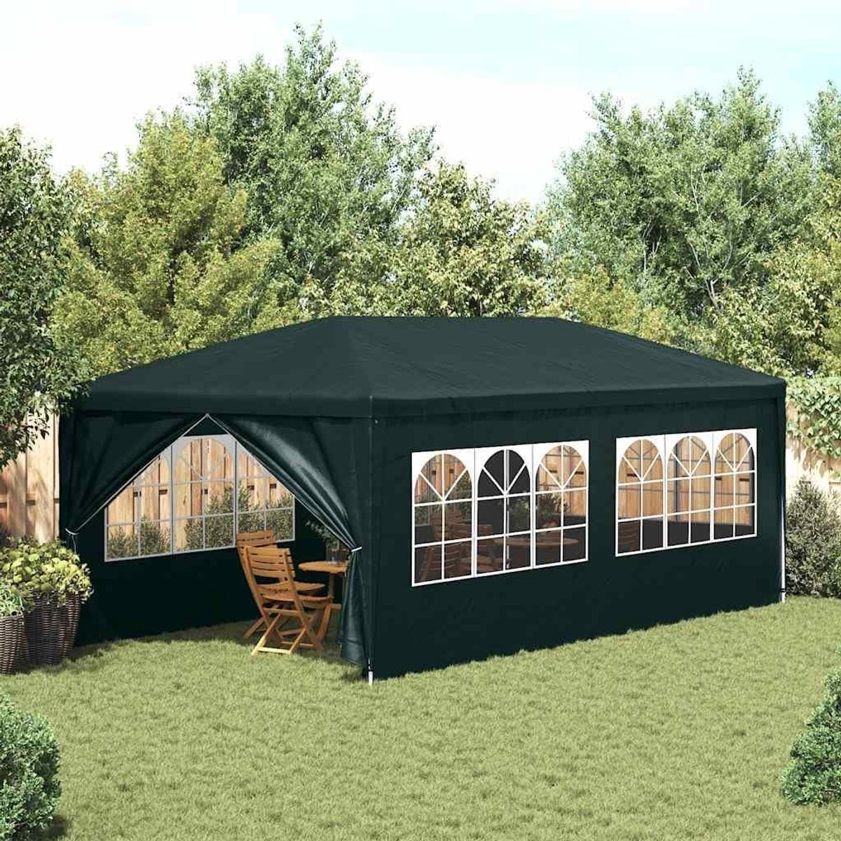 Partytent - Tuinpaviljoen Feesttent - Buiten bijeenkomsten - UV- en waterbestendig - 3x6 meter - Groen