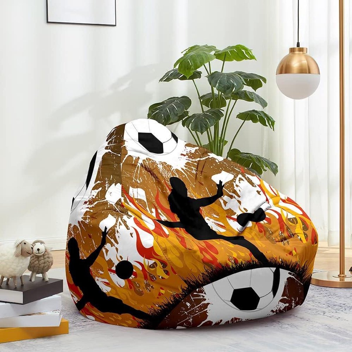 Zitzakhoes - Beanbaghoes Luie stoelhoes - Ontspannen Zitten - Wasbare Hoes - 80x90cm - Voetbalprint