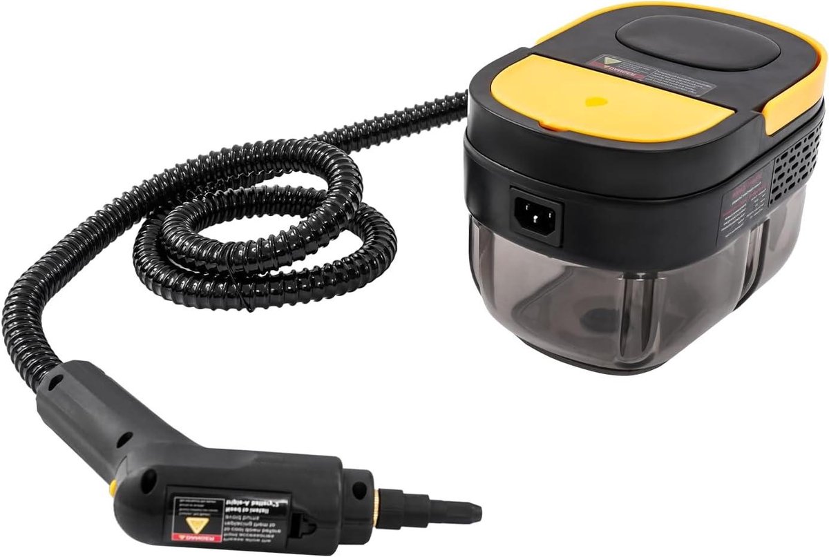 Handstoomreiniger - Stoomreiniger Hogedrukreiniger - Hygiënisch Reinigen - Chemisch Vrij - 16 Liter Tank - Zwart Geel