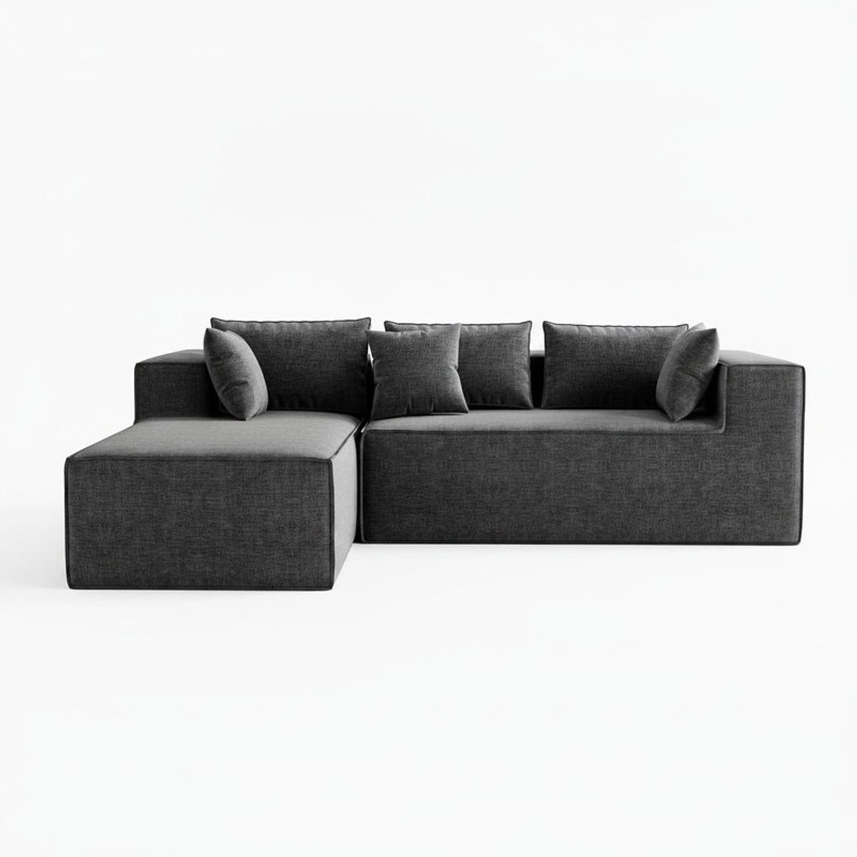 Triumpunpre Hoekbank Pure Schuim Bankstel - Modulaire L-vormige Bank 271cm Breed, Polyester Bekleding, Geen Montage Vereist, voor Woonkamer en Gastenkamer, Donkergrijs
